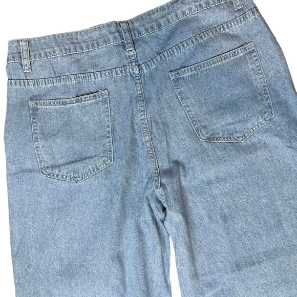 Womens Cargo Jeans Size XL Blue Wide Leg High Rise Multiple Pockets - Picture 9 of 15
